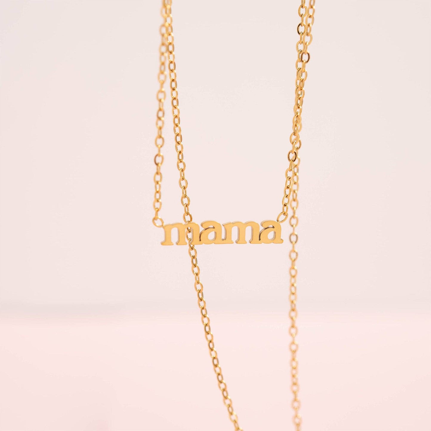 18K Gold Stainless Steel Mama Charm Necklace