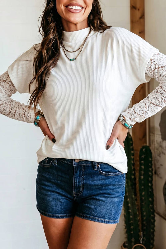 Mock Neck Ribbed Knit Sweater