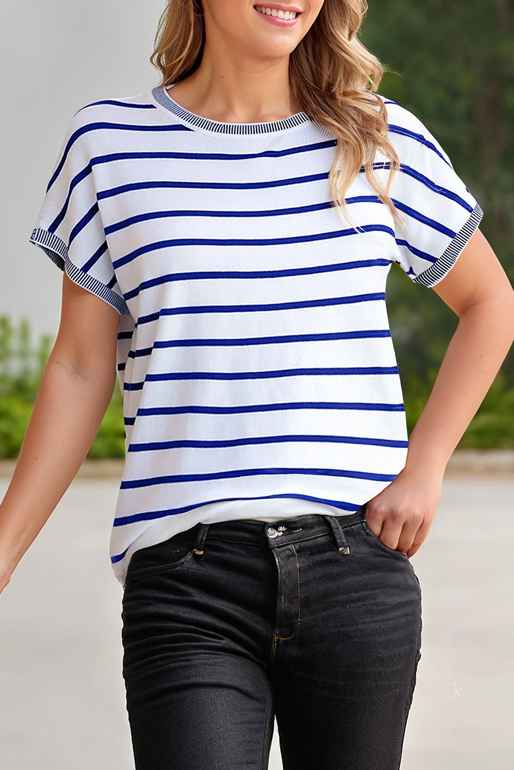 Blue Striped Knit Shirt