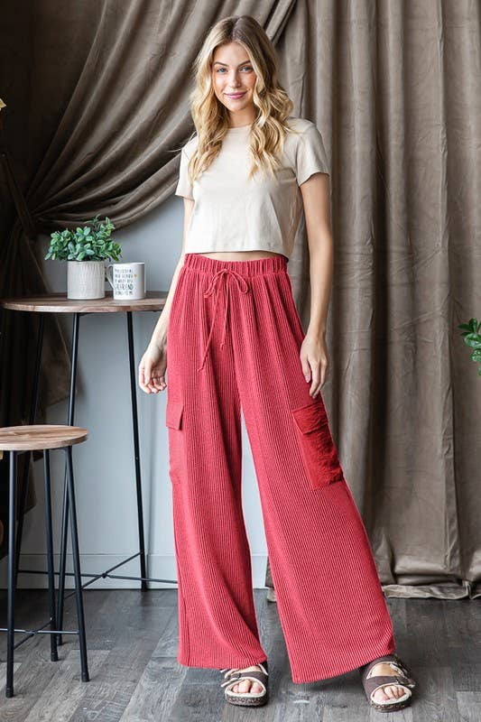 EP6780-10 SOLID URBAN RIBBED CASUAL PANTS