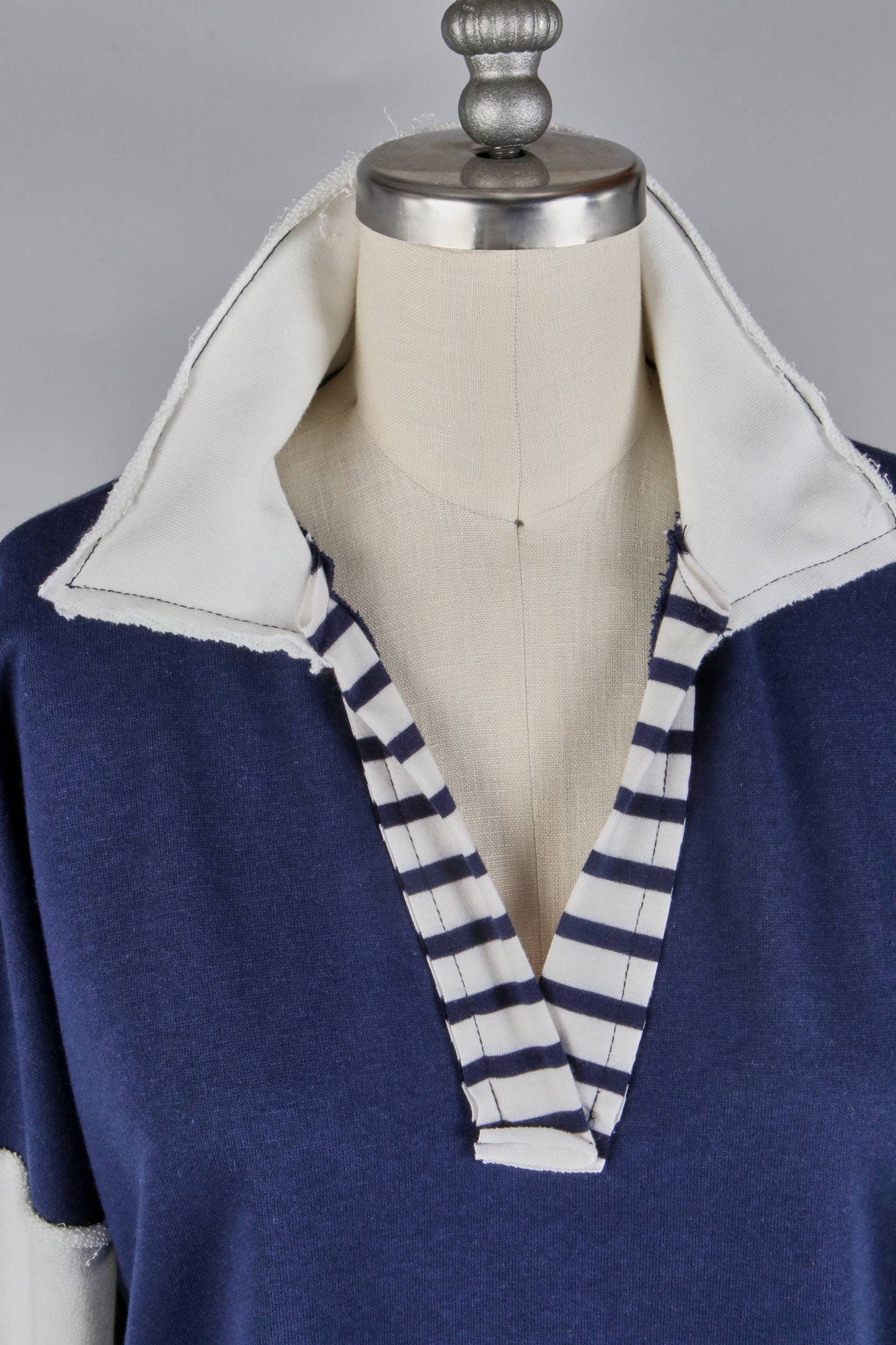 Varsity navy/white top