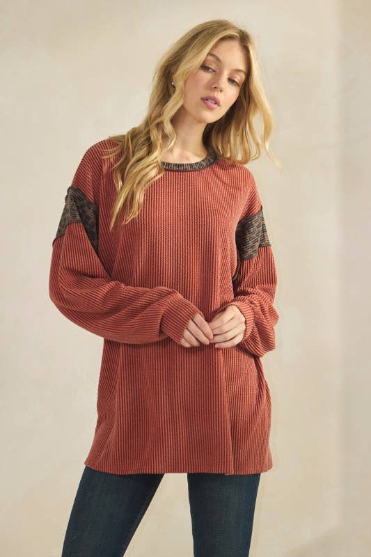 Rust animal ribbed top