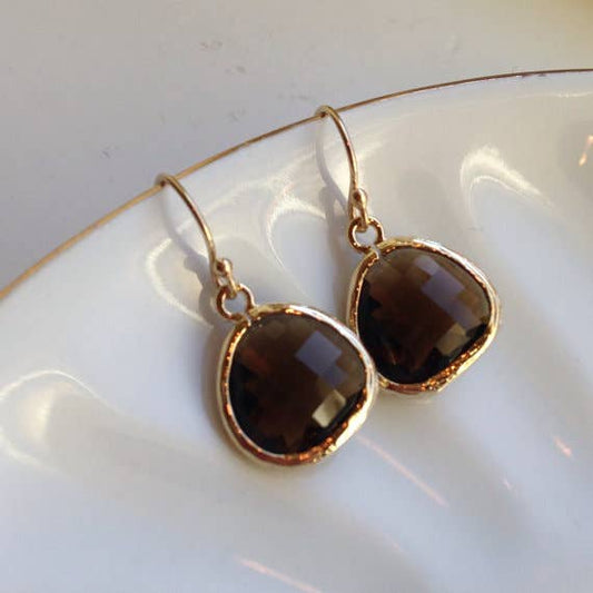 Smoky Brown and Gold Earrings