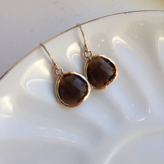Smoky Brown and Gold Earrings