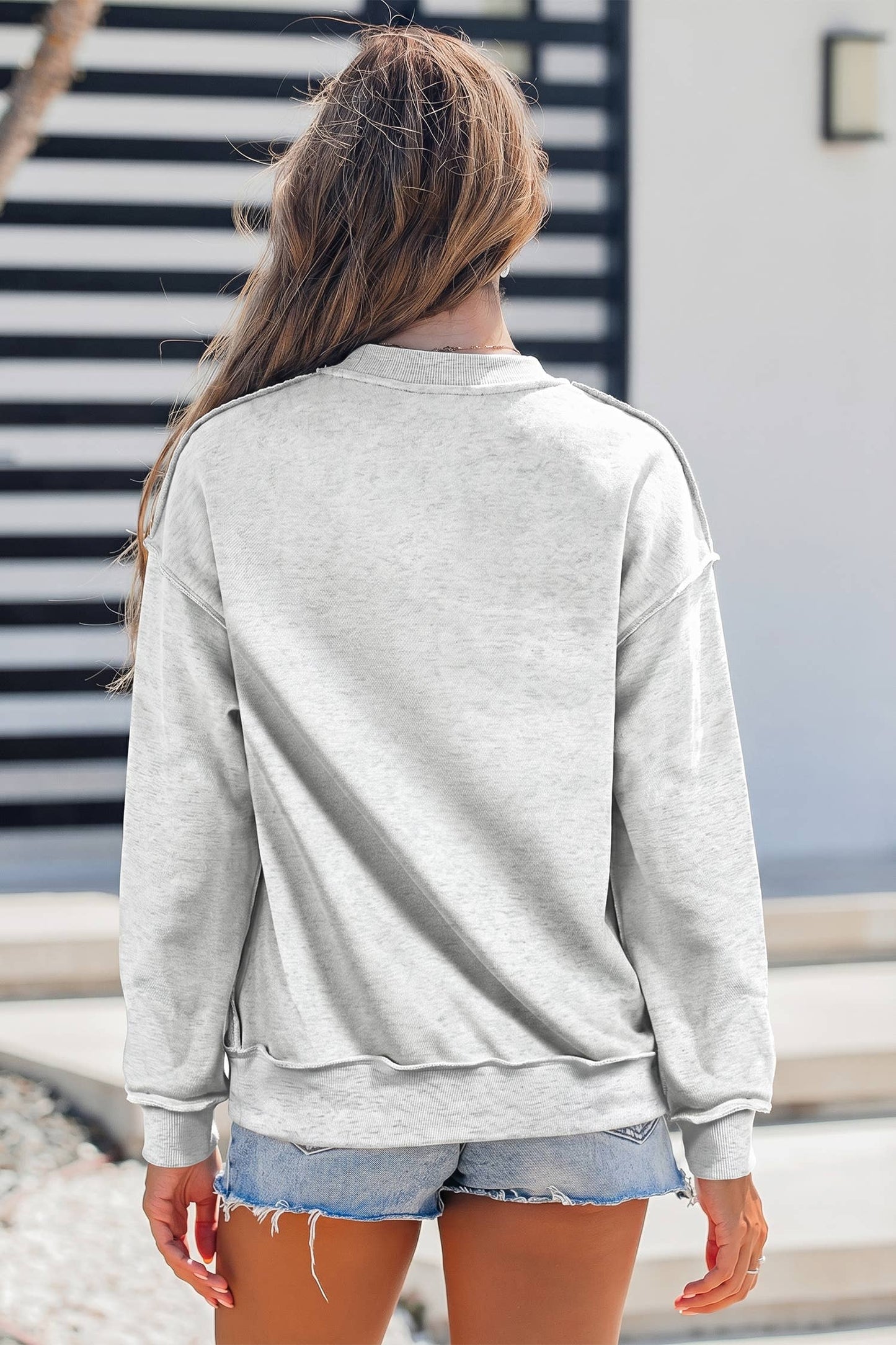 Oversize Drop Shoulder Reversible Mock Neck Sweatshirt S-4X