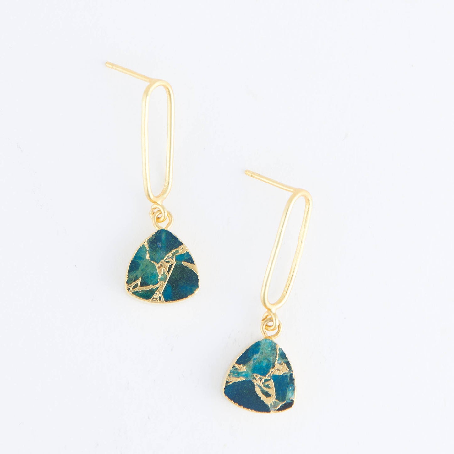 Drop Earrings Textured Genuine Stone