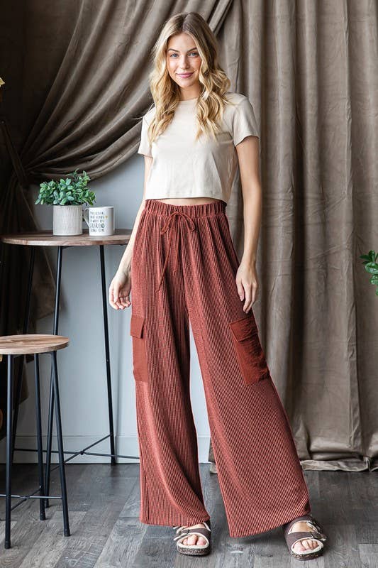 EP6780-10 SOLID URBAN RIBBED CASUAL PANTS