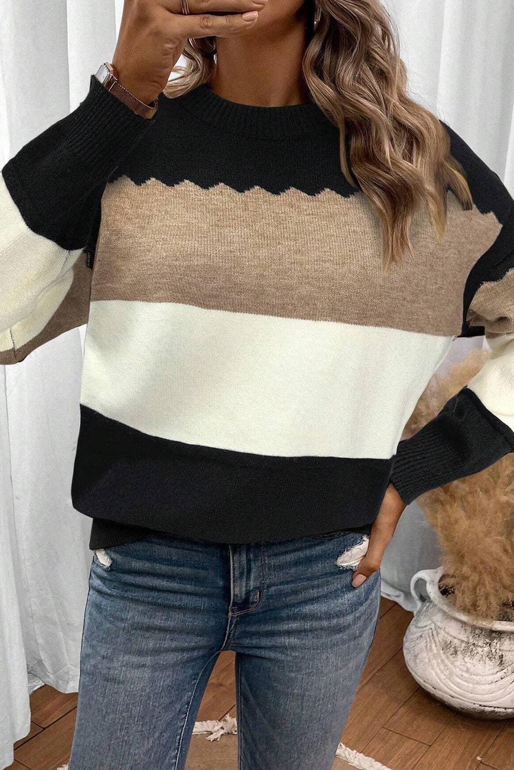 Black Colorblock Sweater