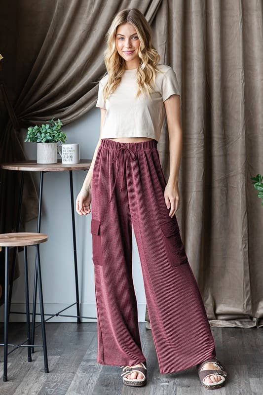 EP6780-10 SOLID URBAN RIBBED CASUAL PANTS