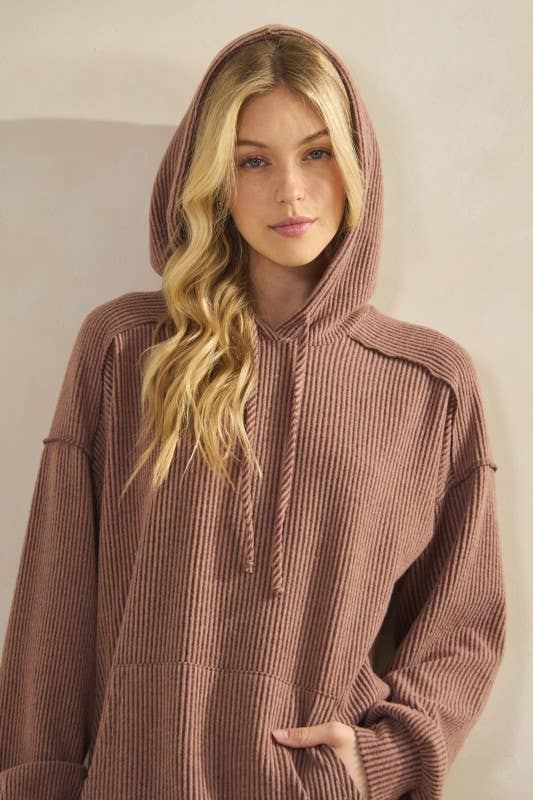Ribbed hoodie top
