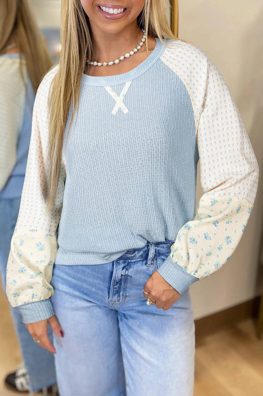 Blue Floral Patchwork Top