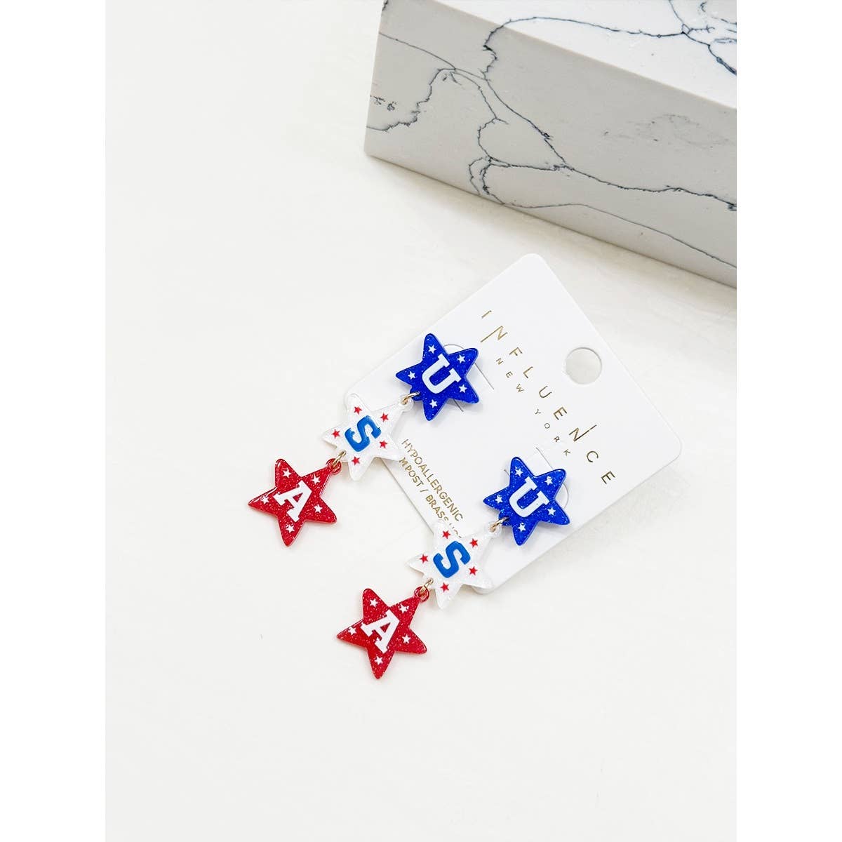 Star Shaped USA Letter Earrings