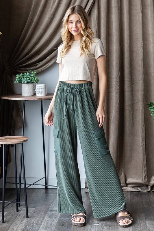 EP6780-10 SOLID URBAN RIBBED CASUAL PANTS