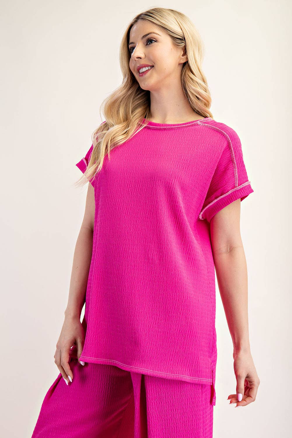 Relaxed fit textured top - plus