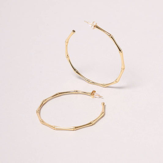 14K Gold-Dipped Textured Hoop Earring