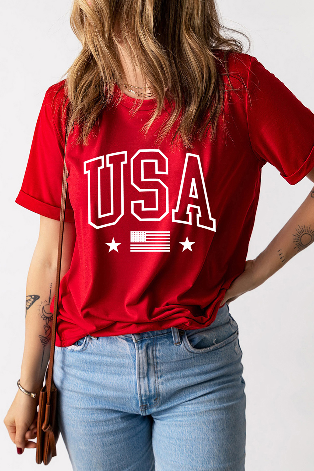 RED USA American Flag Tee