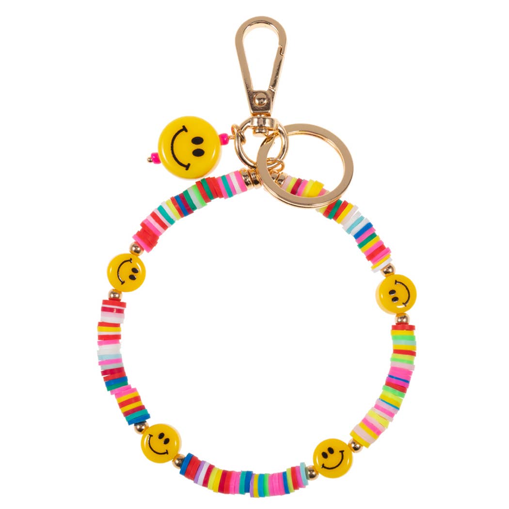Smiley Face w Rubber Beads Keychain Bracelets