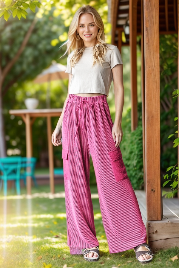 EP6780-10 SOLID URBAN RIBBED CASUAL PANTS