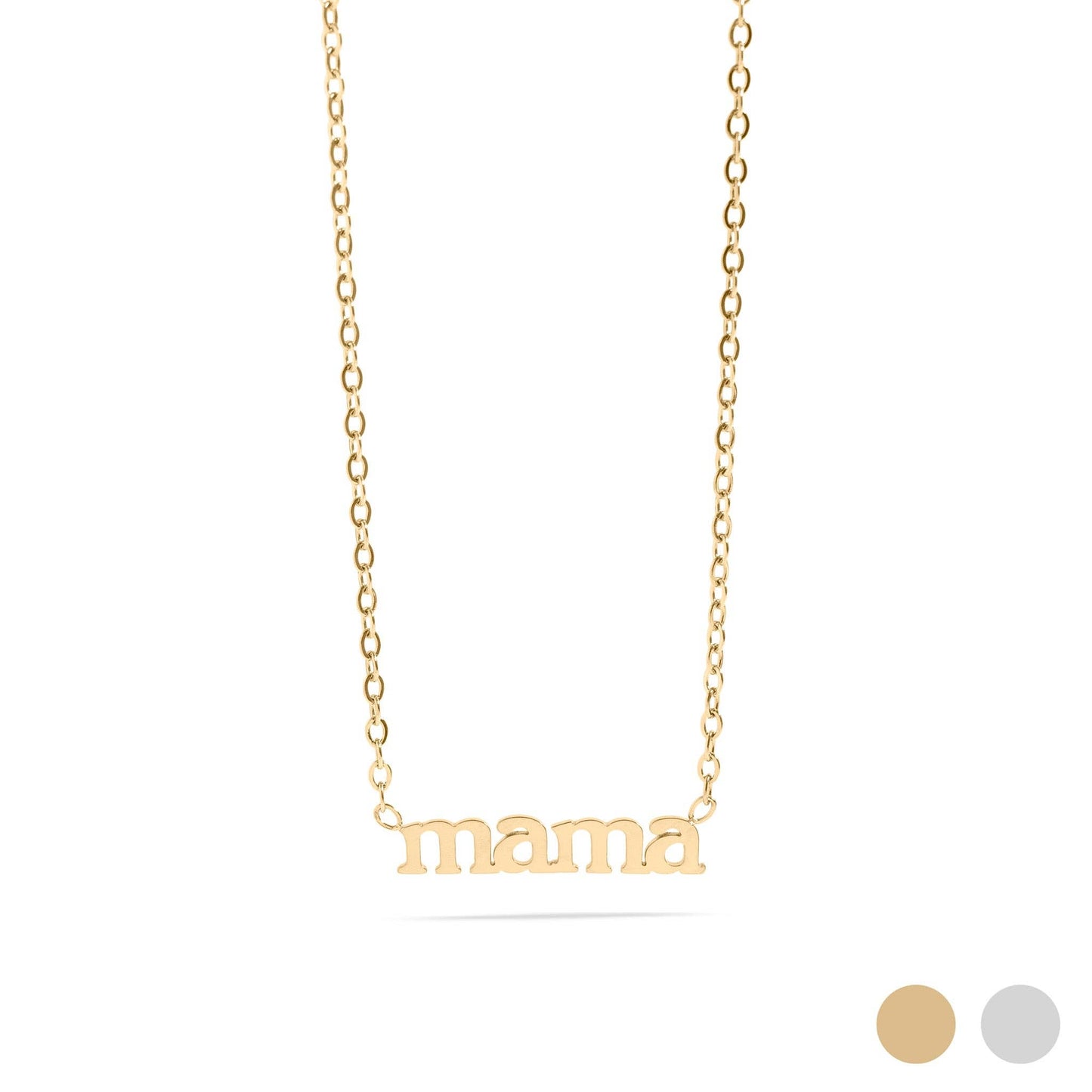 18K Gold Stainless Steel Mama Charm Necklace