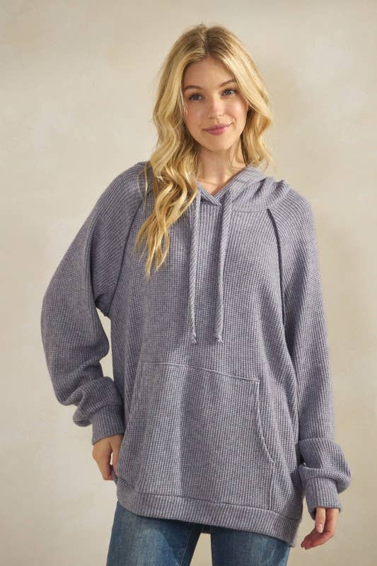 Waffle hoodie Mocha/Denim