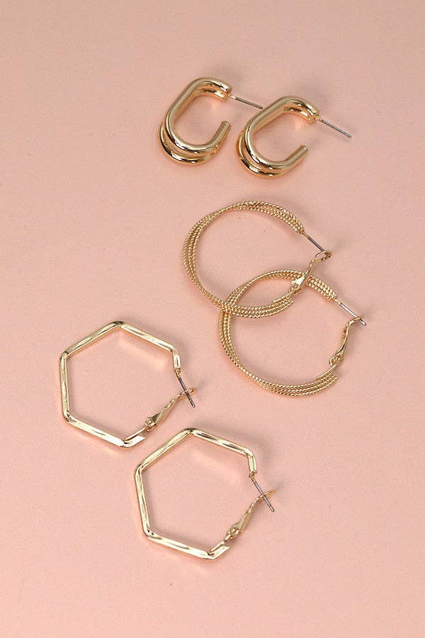 Trio of hoop earrings