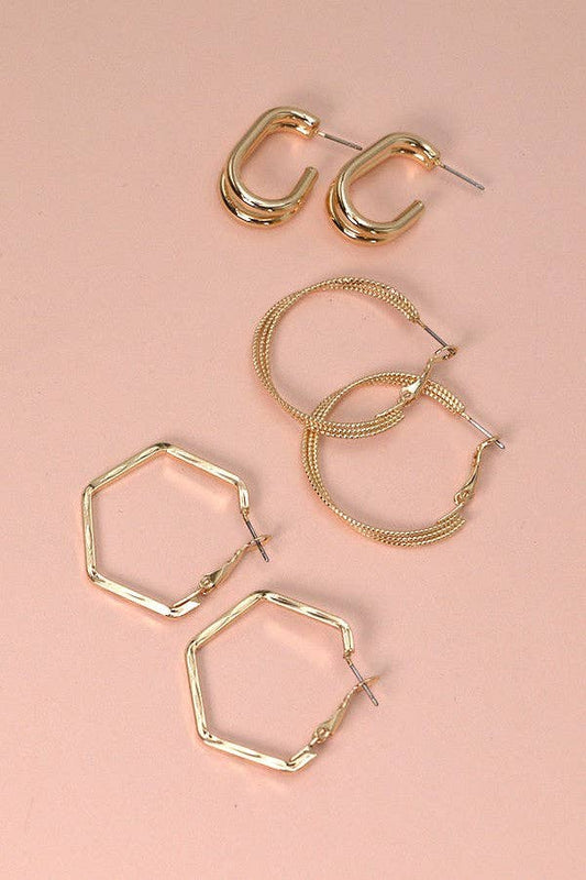 Trio of hoop earrings