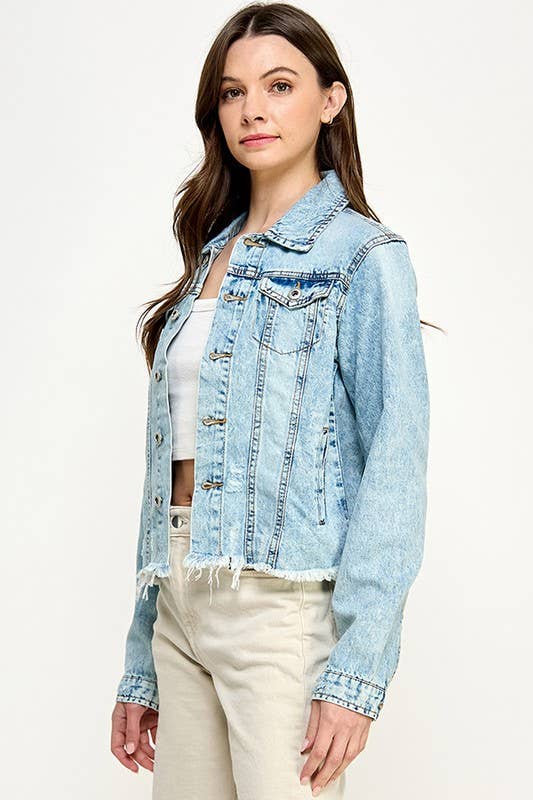 Plus Denim Jack with Distressed