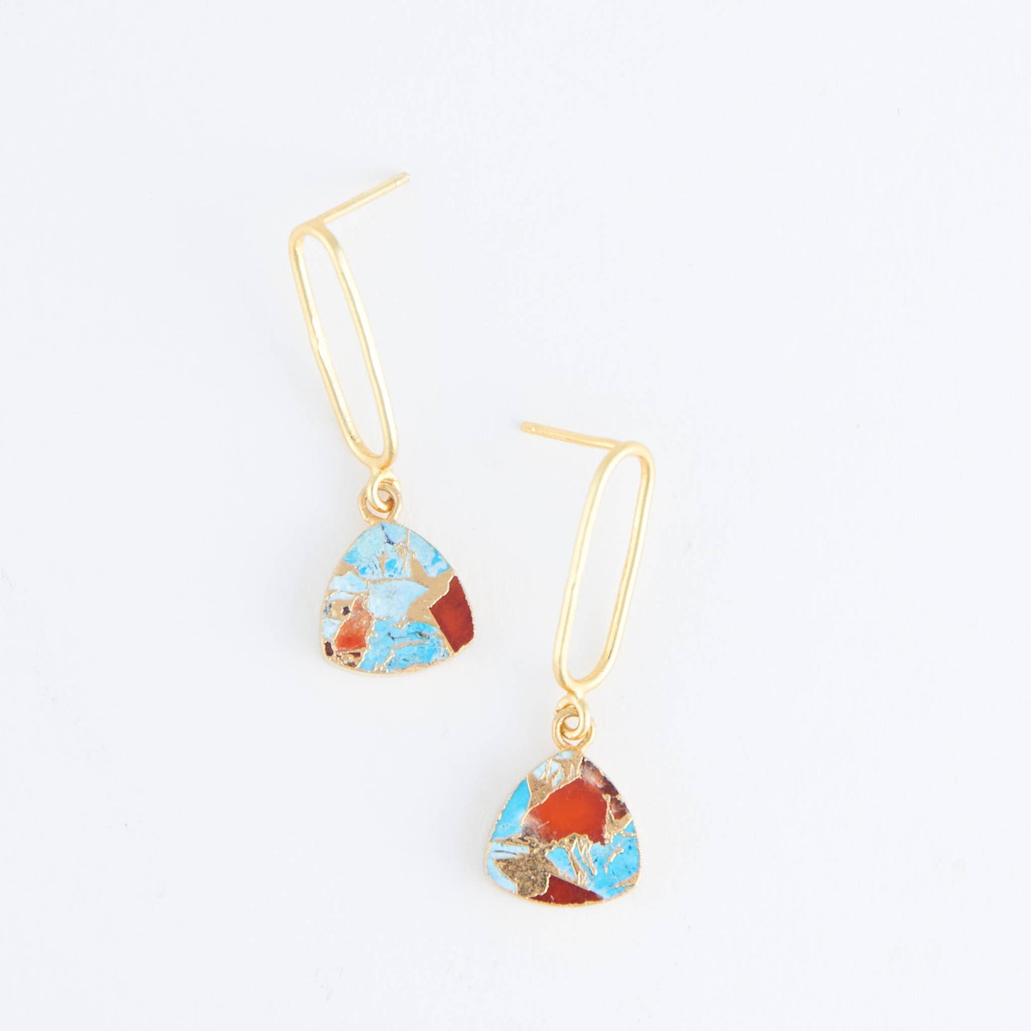 Drop Earrings Textured Genuine Stone