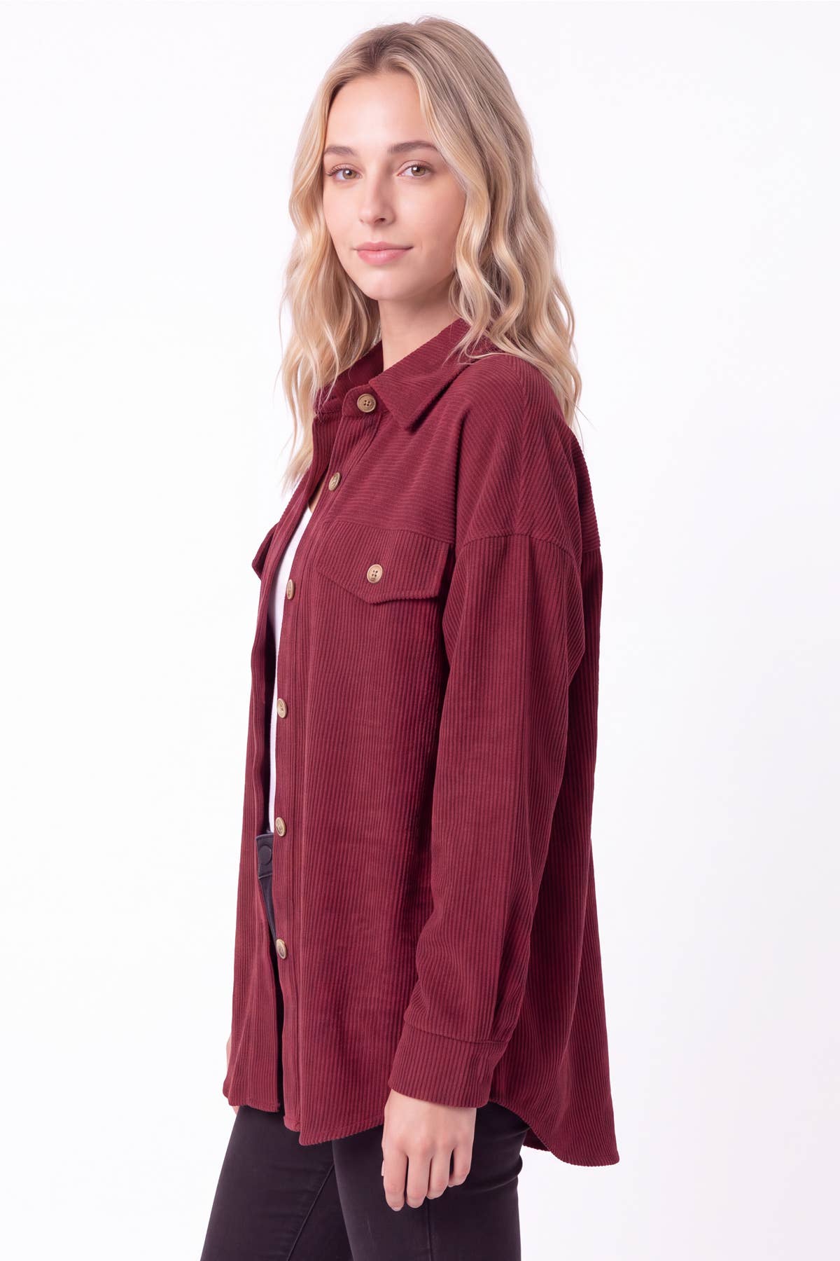 [PLUS SIZE] Rib Kit Button Down Shacket T6466XL