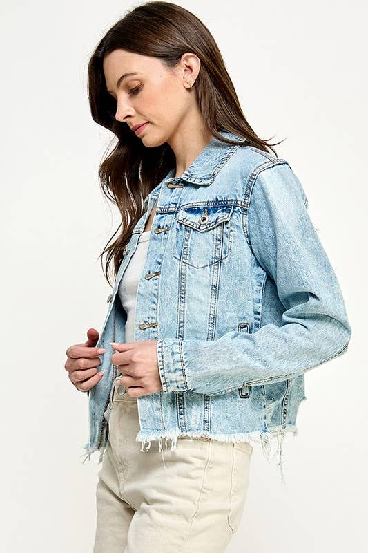 Plus Denim Jack with Distressed