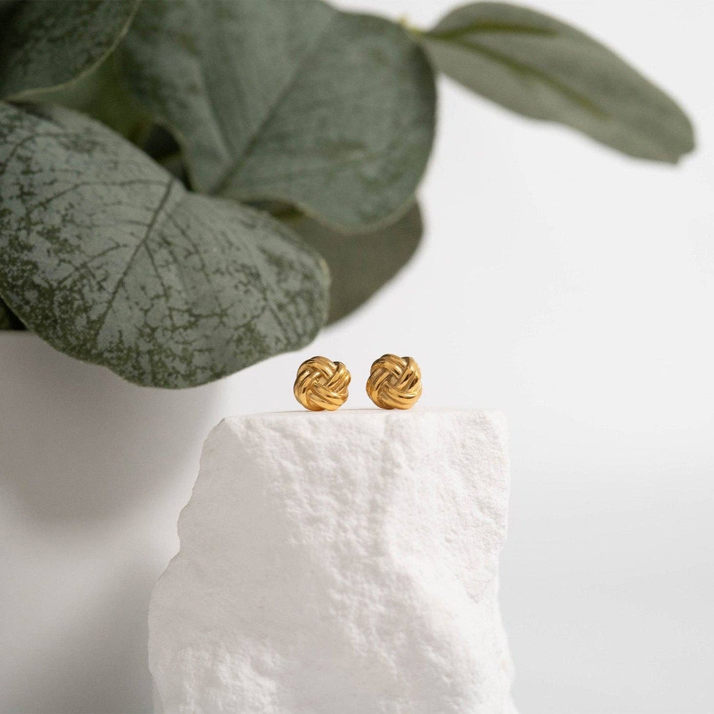 18K Gold Stainless Steel Knot Stud Earrings