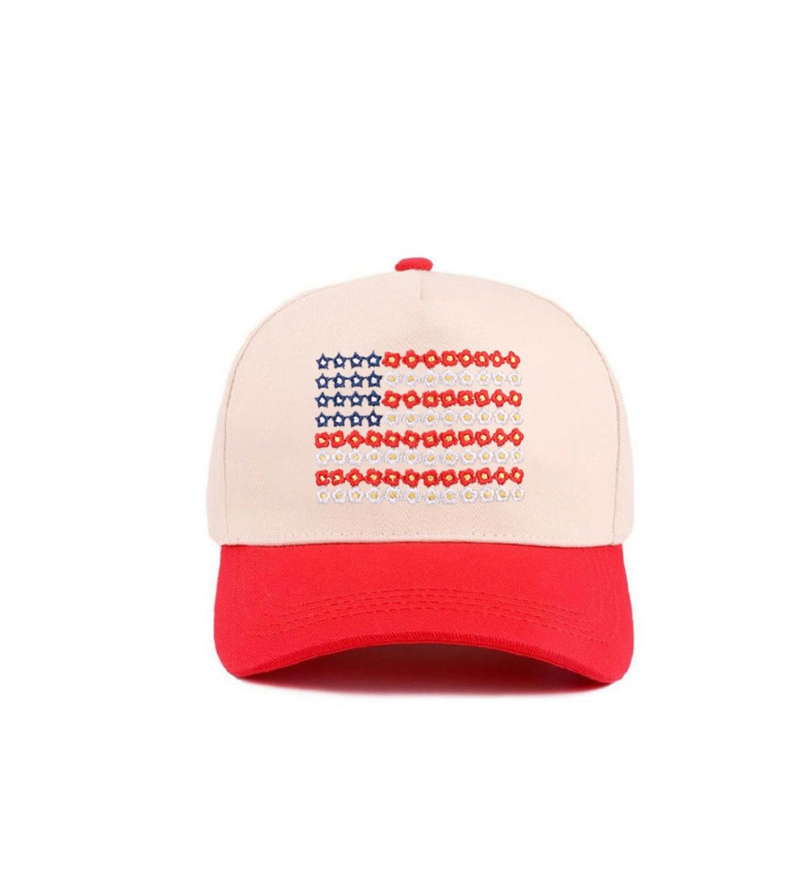 Star floral American flag hat