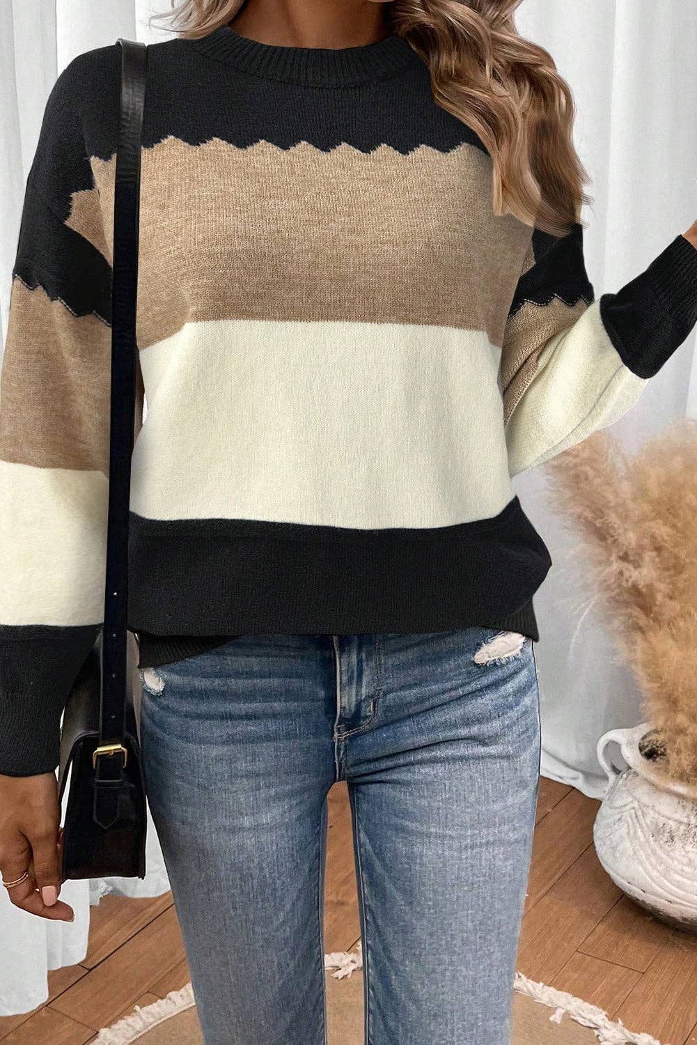 Black Colorblock Sweater