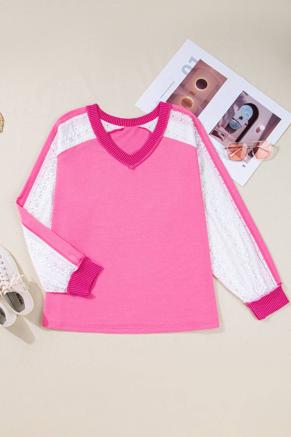 Laced Sleeve Plus Size Top