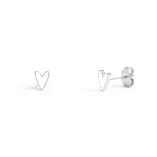 18K Stainless Steel White Heart Stud Earrings