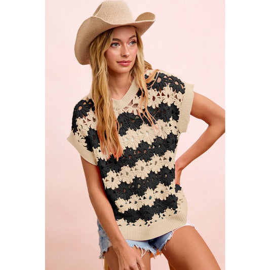 Alternating floral crochet top