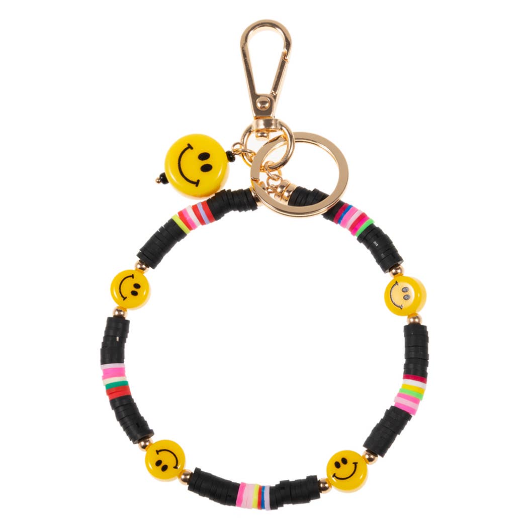 Smiley Face w Rubber Beads Keychain Bracelets