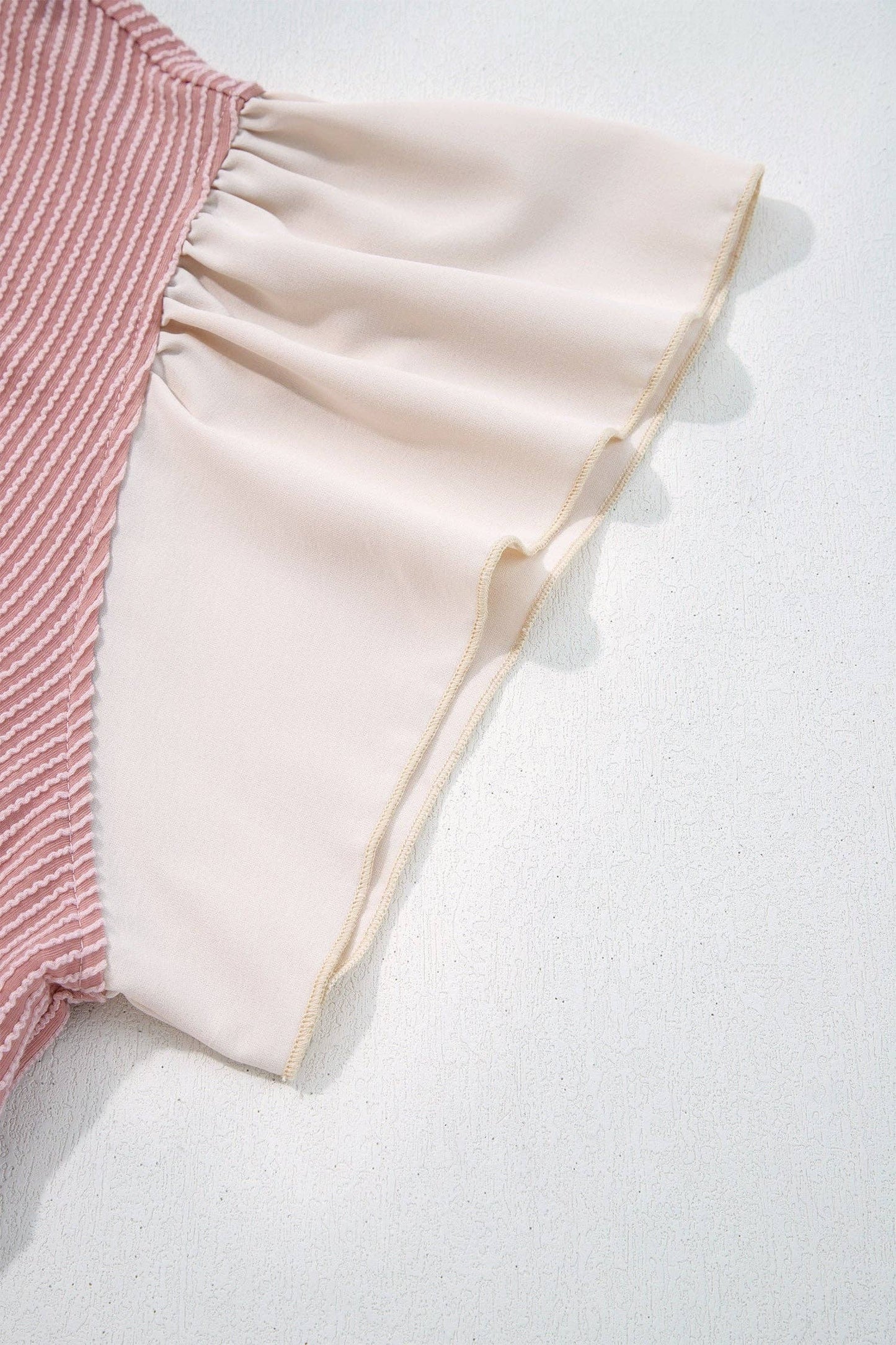 Mauve Frilled Neckline Ruffled Sleeve Plus