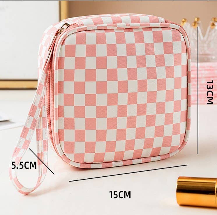 TRAVEL CHECKER MAKEUP POUCH BAG