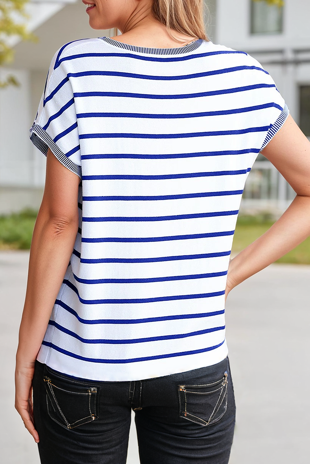 Blue Striped Knit Shirt
