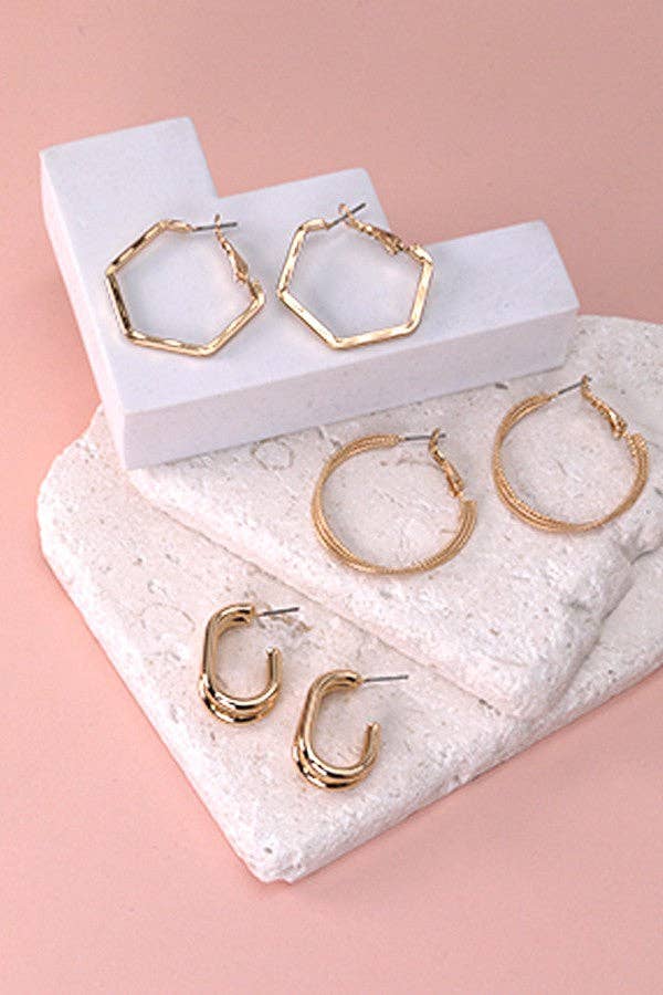 Trio of hoop earrings