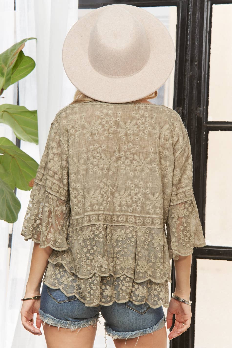 Bell sleeve lace top
