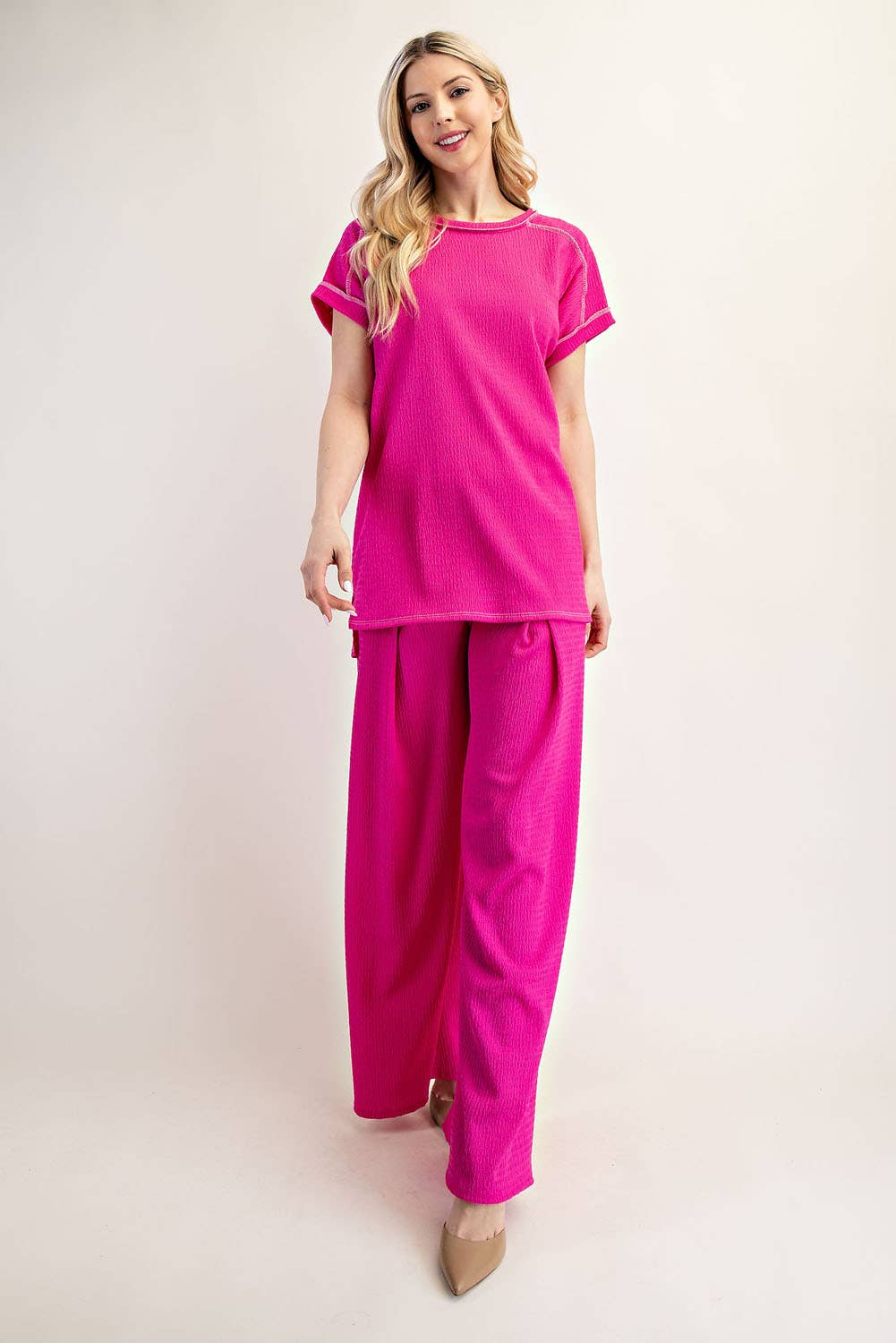Relaxed fit textured top - plus