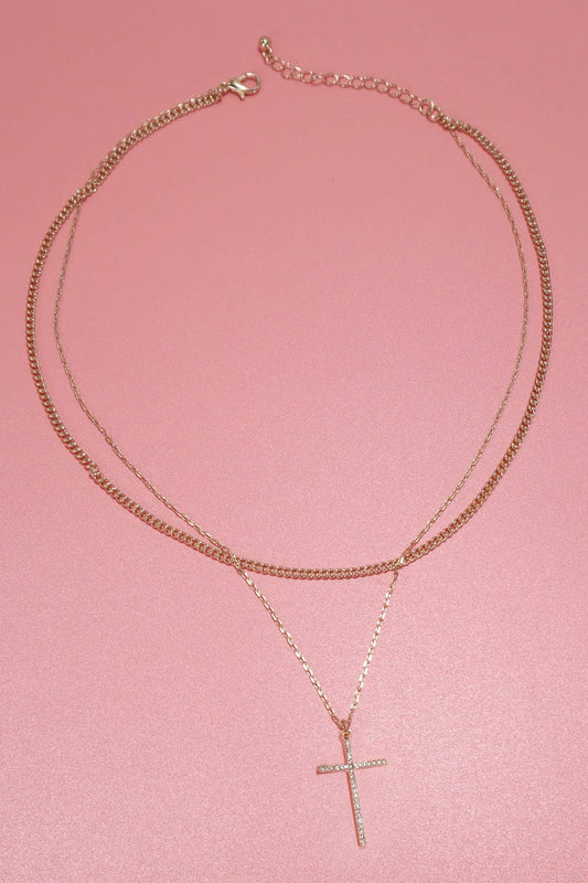 Double layered cross necklace