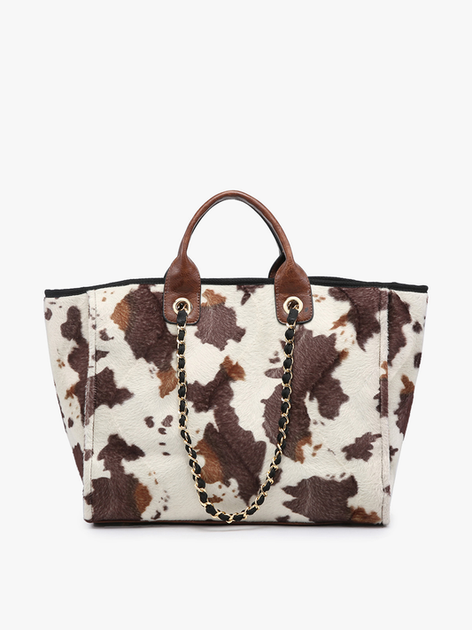 Cow print oversized tote bag