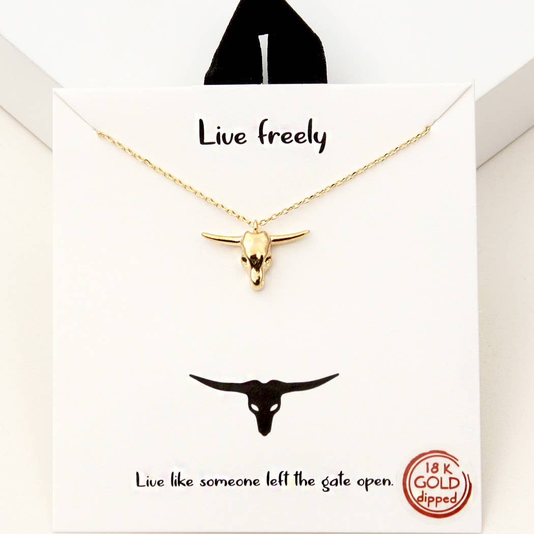 Live Freely Bull Head Necklace