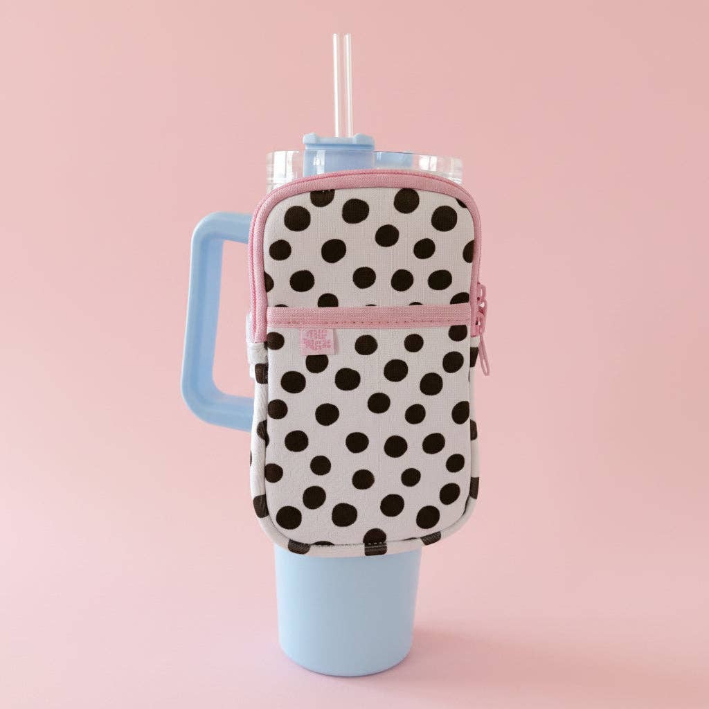 Water Bottle Backpack - Brown Dots