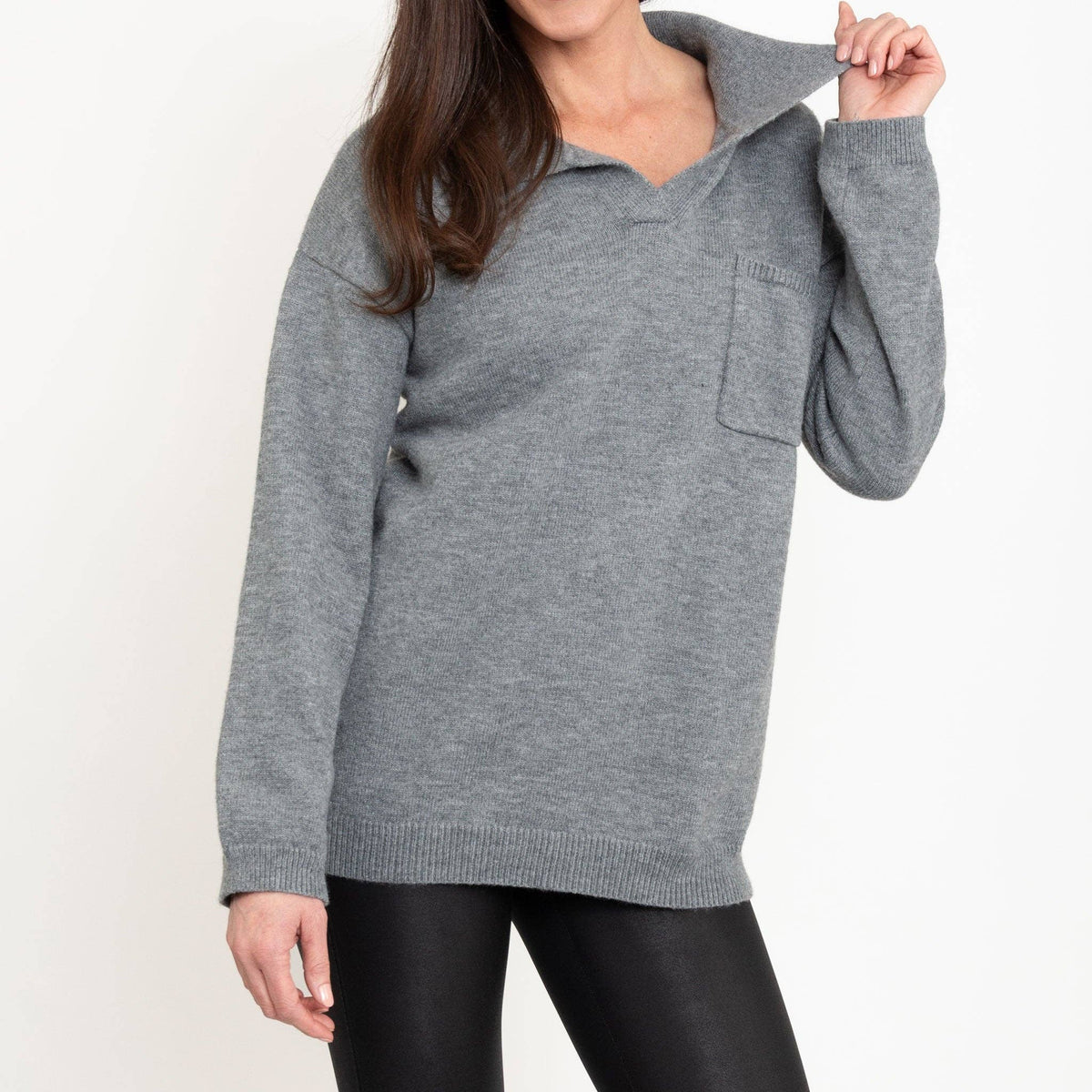 Hudson Relaxed Fit Collared Sweater