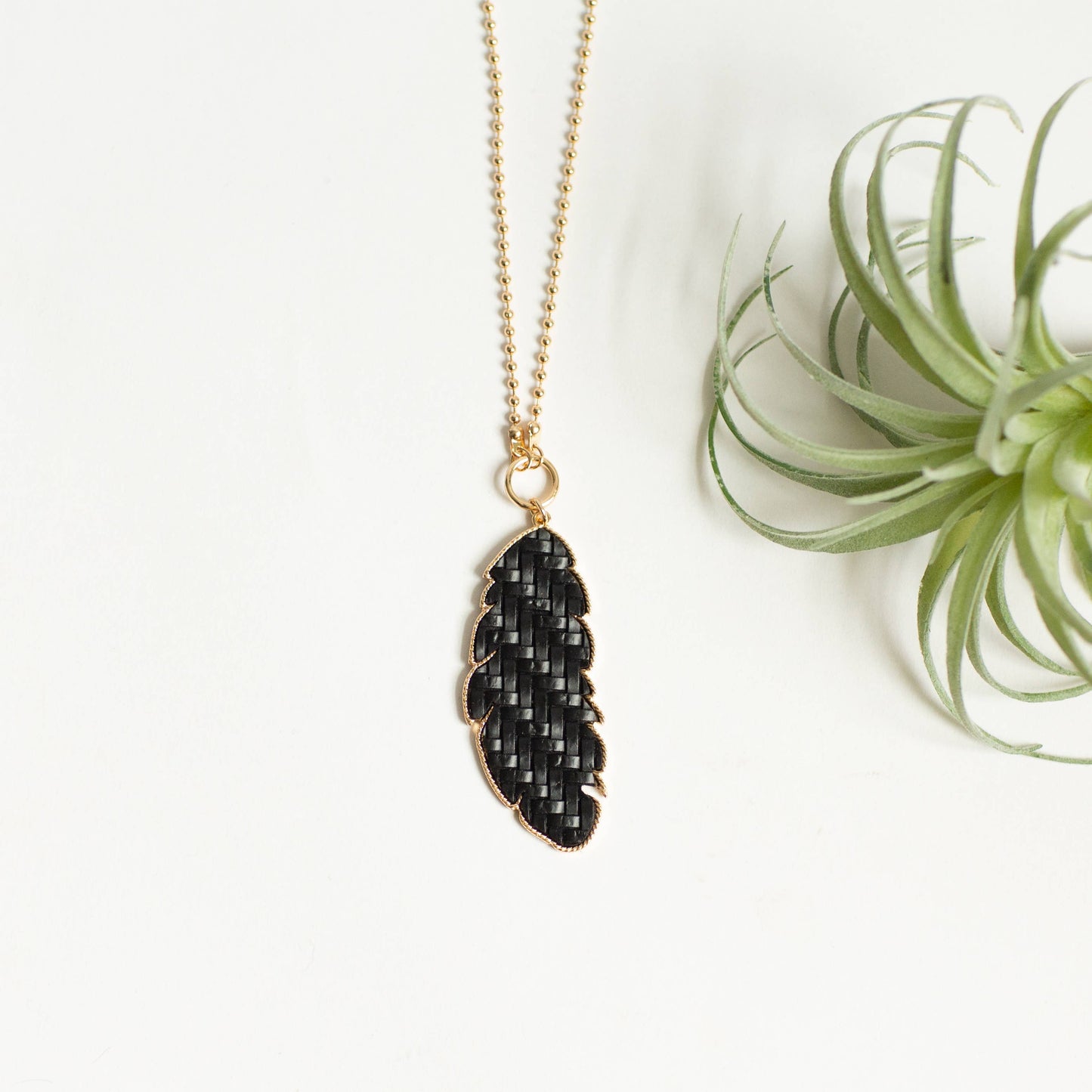 Black & Gold leaf necklace