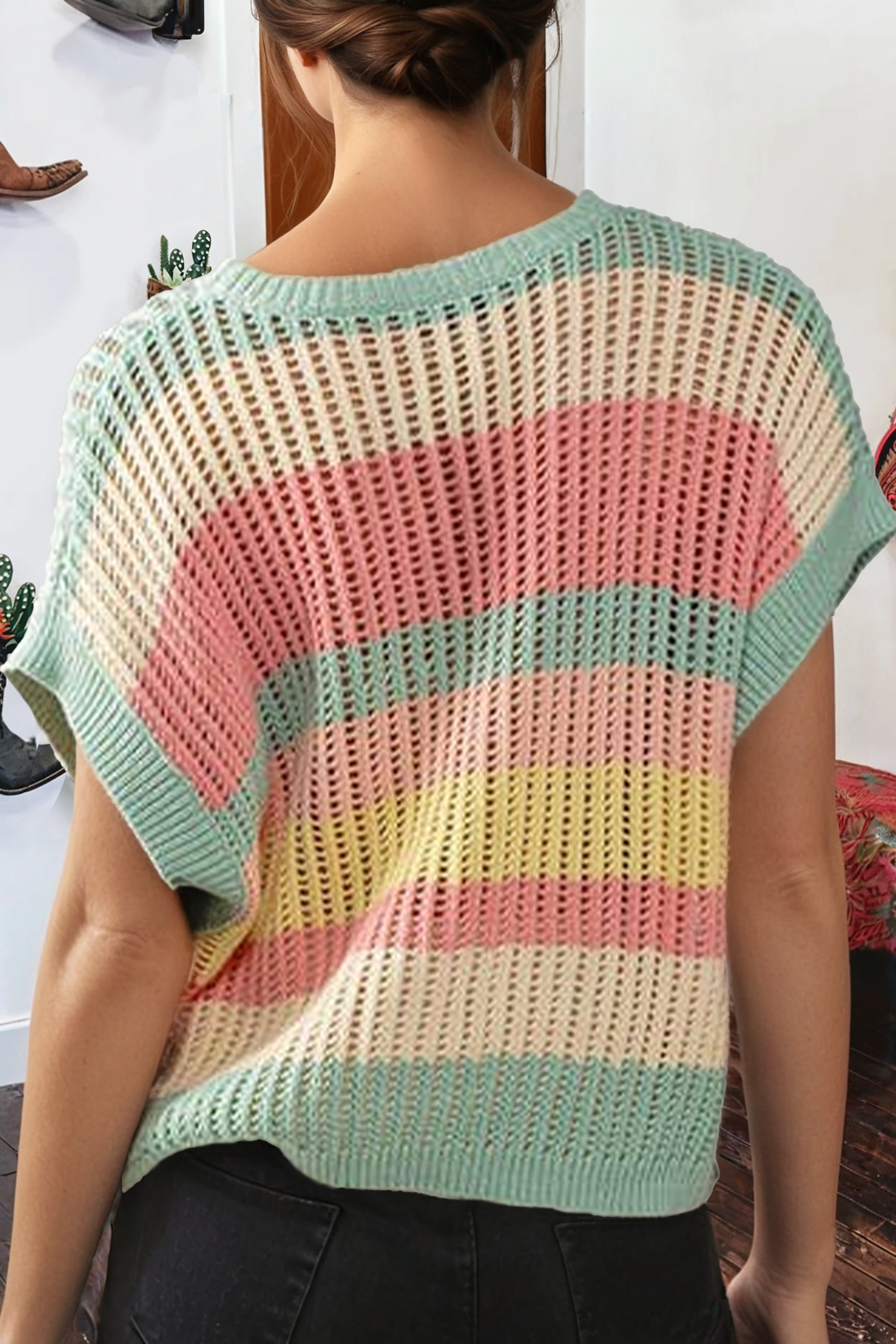 Hollow Out Striped Sweater